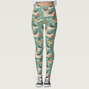 Retro Flamingo Zwembad Zomer Patroon (11) Leggings