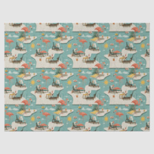 Retro Flamingo Zwembad Zomer Patroon (11) Tissuepapier
