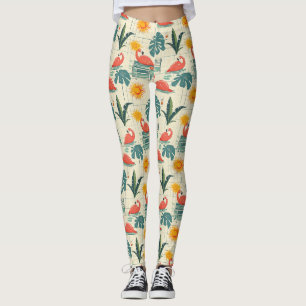 Retro Flamingo Zwembad Zomer Patroon (12) Leggings