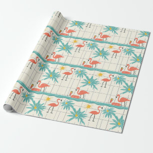 Retro Flamingo Zwembad Zomer Patroon (2) Cadeaupapier