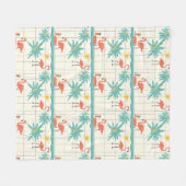 Retro Flamingo Zwembad Zomer Patroon (2) Fleece Deken (Voorkant (Horizontaal))
