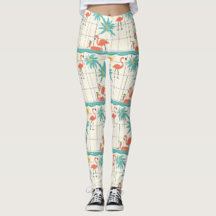 Retro Flamingo Zwembad Zomer Patroon (2) Leggings