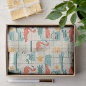 Retro Flamingo Zwembad Zomer Patroon (3) Tissuepapier (Geschenk)