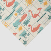 Retro Flamingo Zwembad Zomer Patroon (3) Tissuepapier (Detail)