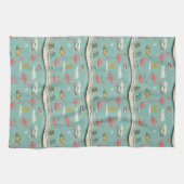Retro Flamingo Zwembad Zomer Patroon (5) Theedoek (Horizontaal)