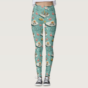 Retro Flamingo Zwembad Zomer Patroon (8) Leggings