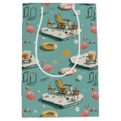 Retro Flamingo Zwembad Zomer Patroon (8) Medium Cadeauzakje (Voorkant)