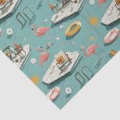 Retro Flamingo Zwembad Zomer Patroon (8) Tissuepapier (Detail)