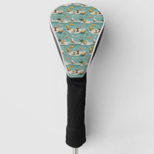 Retro Flamingo Zwembad Zomer Patroon (9) Golfheadcover