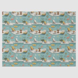 Retro Flamingo Zwembad Zomer Patroon (9) Tissuepapier