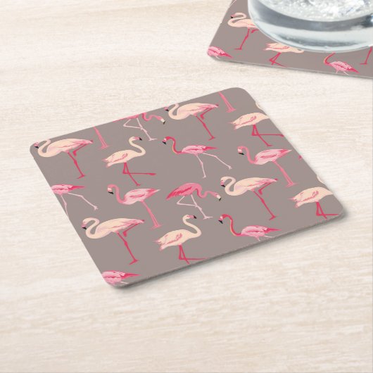 Retro Flamingos 2 Kartonnen Onderzetters (Schuin)