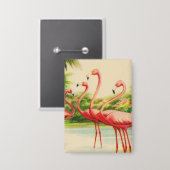 Retro Flamingo's Button (Voorkant / Achterkant)