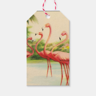 Retro Flamingo's Cadeaulabel