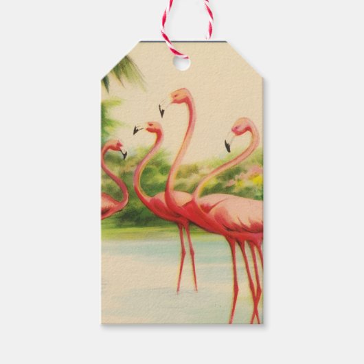 Retro Flamingo's Cadeaulabel (Voorkant)