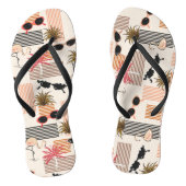 Retro flamingo's en handpalmen teenslippers (Voetbed)