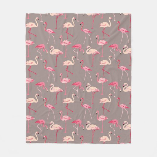 Retro Flamingos Fleece Deken (Voorkant)