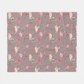 Retro Flamingos Fleece Deken (Voorkant (Horizontaal))