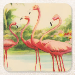 Retro Flamingo's Kartonnen Onderzetters