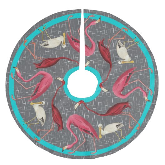 Retro Flamingos Kerstboom Rok (Voorkant)