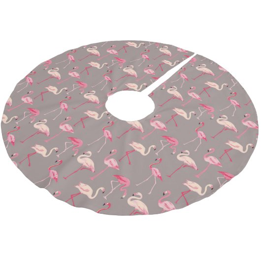 Retro Flamingos | Monogram 2 Kerstboom Rok (Gekanteld)