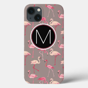 Retro Flamingo's   Monogram iPhone 13 Hoesje