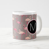 Retro Flamingos | Monogram Grote Koffiekop (Voorkant rechts)