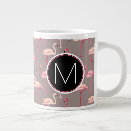 Retro Flamingos | Monogram Grote Koffiekop (Rechts)