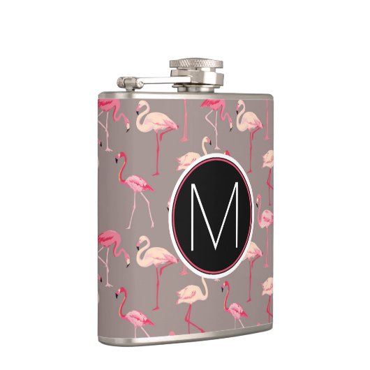 Retro Flamingos | Monogram Heupfles (Rechts)