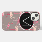 Retro Flamingo's | Monogram iPhone Hoesje (Achterkant horizontaal)