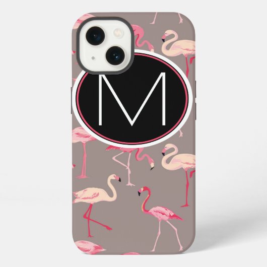 Retro Flamingo's | Monogram iPhone Hoesje (Achterkant)