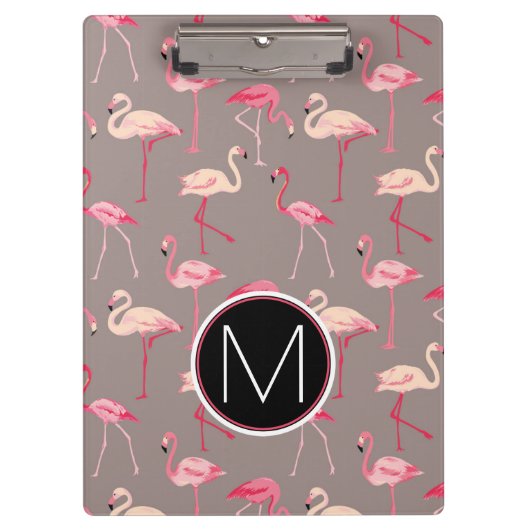 Retro Flamingos | Monogram Klembord (Voorkant)
