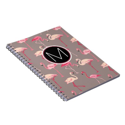 Retro Flamingos | Monogram Notitieboek (Rechterzijde)