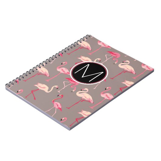 Retro Flamingos | Monogram Notitieboek (Linkerzijde)