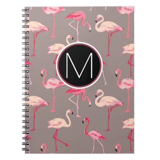 Retro Flamingos | Monogram Notitieboek (Voorkant)