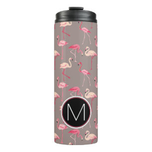 Retro Flamingos   Monogram Thermosbeker
