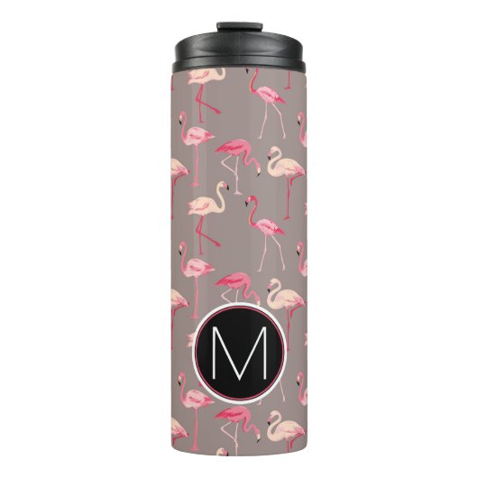 Retro Flamingos | Monogram Thermosbeker (Voorkant)