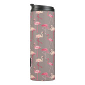 Retro Flamingos | Monogram Thermosbeker (Geroteerd rechts)