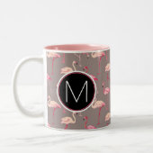 Retro Flamingos | Monogram Tweekleurige Koffiemok (Links)