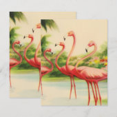 Retro Flamingo's Notitiekaartje (Voorkant / Achterkant)
