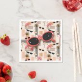 Retro Flamingos Palms en Rode zonnebrillen Servet (Insitu)