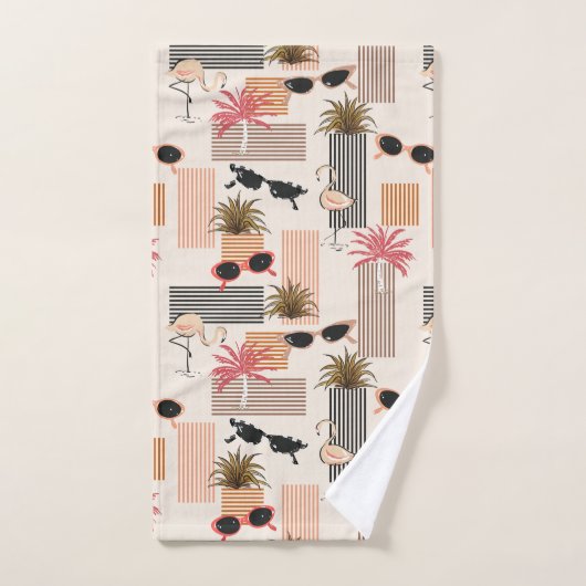 Retro Flamingos Palms zonnebril Bad Handdoek (Handdoek)