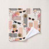 Retro Flamingos Palms  zonnebril Bad Handdoek (Wasdoekje)