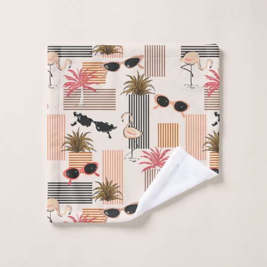 Retro Flamingos Palms  zonnebril Bad Handdoek (Wasdoekje)