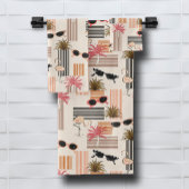 Retro Flamingos Palms  zonnebril Bad Handdoek