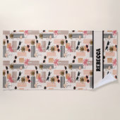 Retro Flamingos Palms  zonnebril Strandlaken (Voorkant)