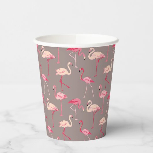 Retro Flamingos Papieren Bekers (Links)