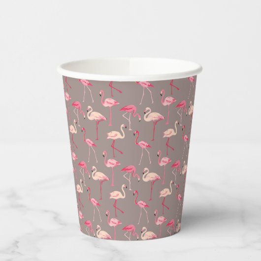 Retro Flamingos Papieren Bekers (Links)