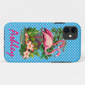 Retro Flamingo's & Polka Dots gepersonaliseerd Case-Mate iPhone Case (Achterkant (horizontaal))