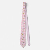 Retro Flamingo's Stippen en Diamanten op Roze Stropdas (Voorkant)