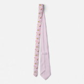 Retro Flamingo's Stippen en Diamanten op Roze Stropdas (Achterkant)